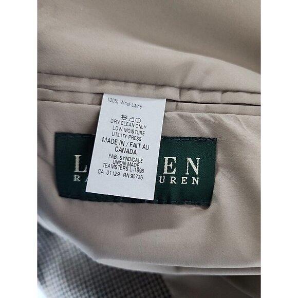 Lauren Ralph Lauren Brown Houndstooth Sportcoat Blazer Tan 100% Wool 48R - Picture 14 of 16